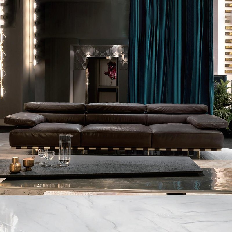 Italian Luxury Leather Living Room Sofas Hotel Modern Sofa Set Ceo'S Office Three Seat Leather Sofa