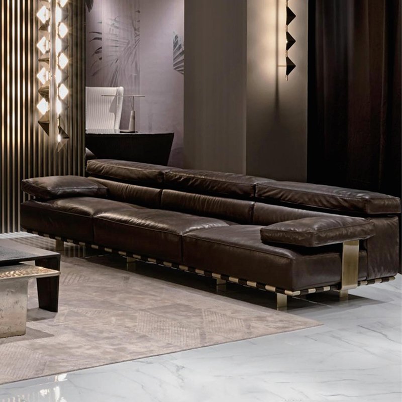 Italian Luxury Leather Living Room Sofas Hotel Modern Sofa Set Ceo'S Office Three Seat Leather Sofa