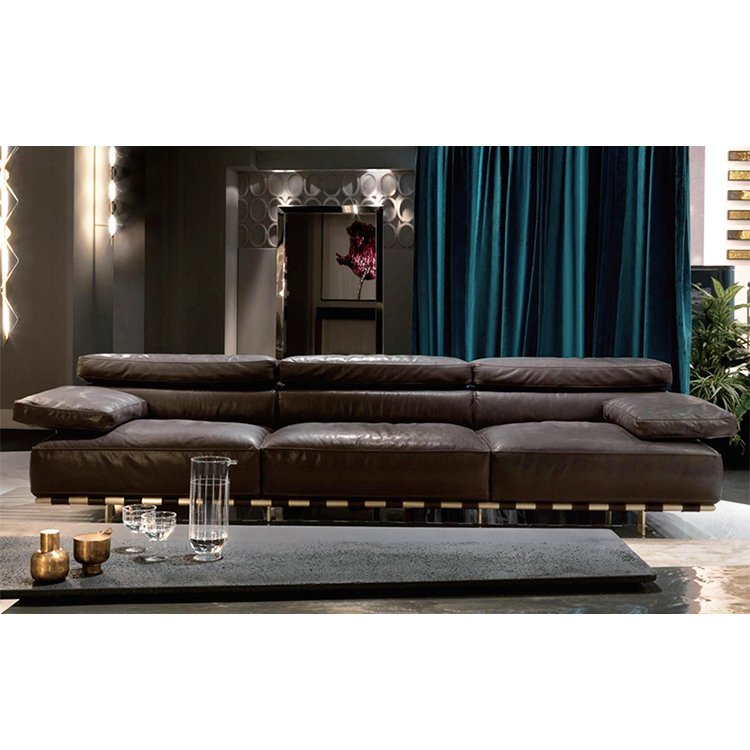 Italian Luxury Leather Living Room Sofas Hotel Modern Sofa Set Ceo'S Office Three Seat Leather Sofa