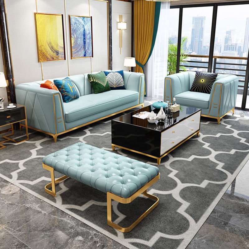 Pure Leather Sofa Set 5 Seater Recliner China Modern Sectional Sofa High Density Sponge White Sofa
