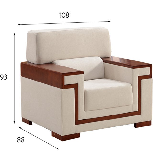 2024 New Commercial High-end Office Furniture Office Conference Reception Genuine Leather PU Leather Fabric Single Sofa