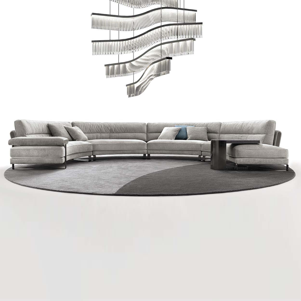 Custom italian high-end modular sectional fabric sofa modern design curved sofa for living room furniture