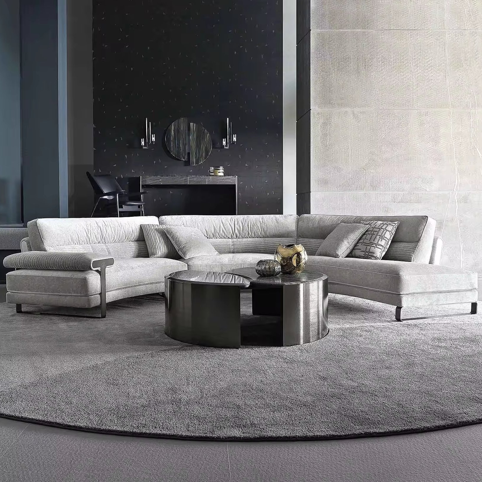 Custom italian high-end modular sectional fabric sofa modern design curved sofa for living room furniture