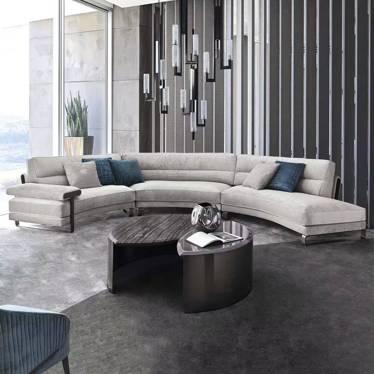 Custom italian high-end modular sectional fabric sofa modern design curved sofa for living room furniture