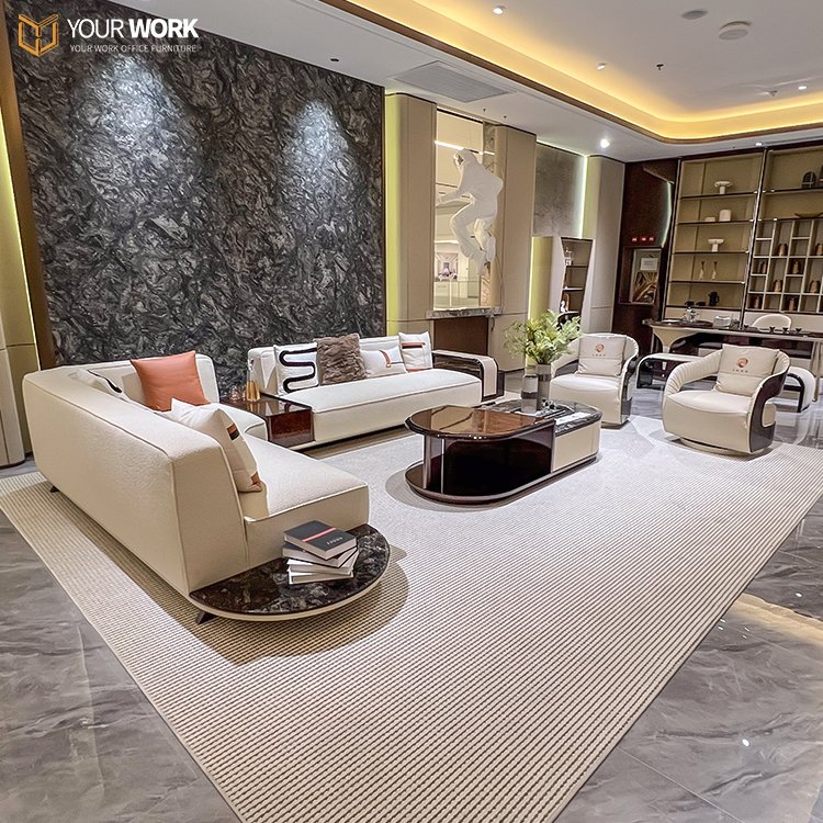 Luxury office Sofa Hot Selling Leather sofa Set Furniture Living Room Commercial CEO office leisure area Sofa set