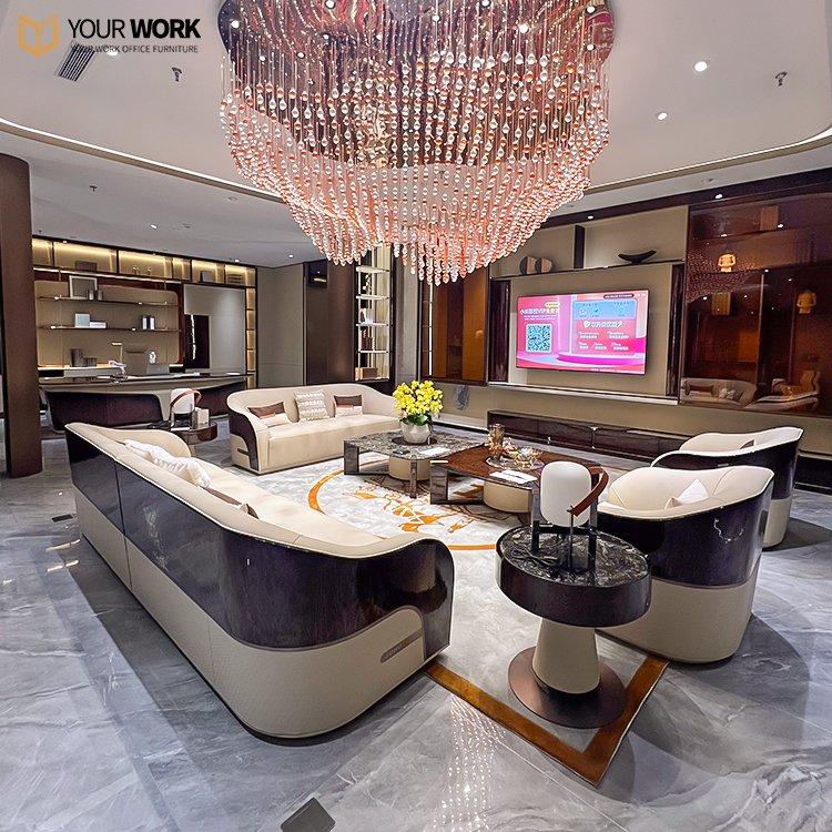 Luxury office Sofa Hot Selling Leather sofa Set Furniture Living Room Commercial CEO office leisure area Sofa set