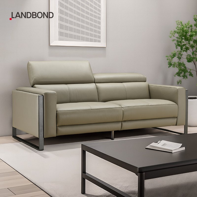 Genuine Leather Office Sofas with Adjustable headrest Luxury Living Room Sets 3 seater office sofa set for villa and hotel