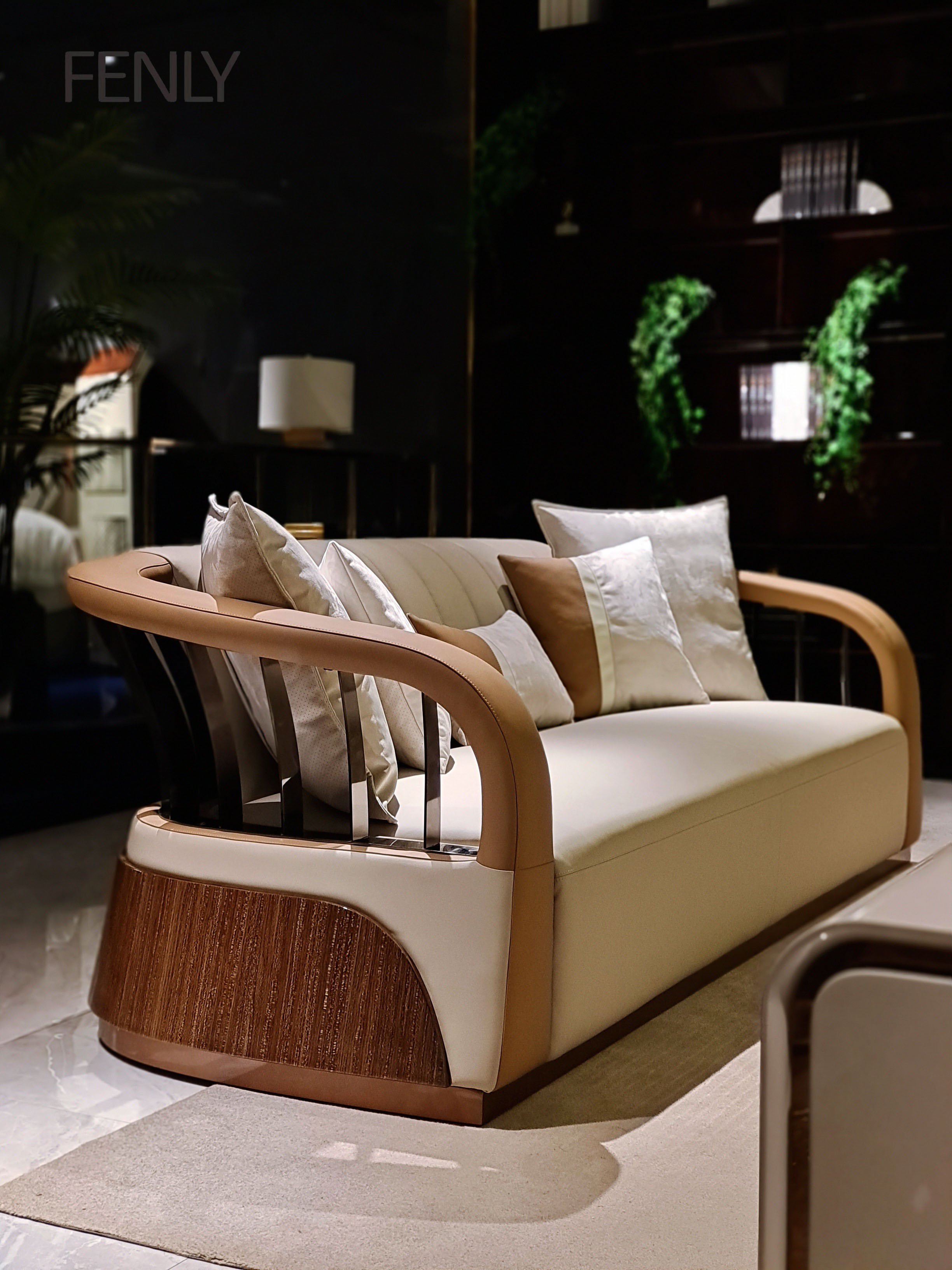 Luxury Post-Modern Italian Design Flannel Sofas Velvet Fabric Living Room Sectional Set for Villa Bedroom Office-Wood Material