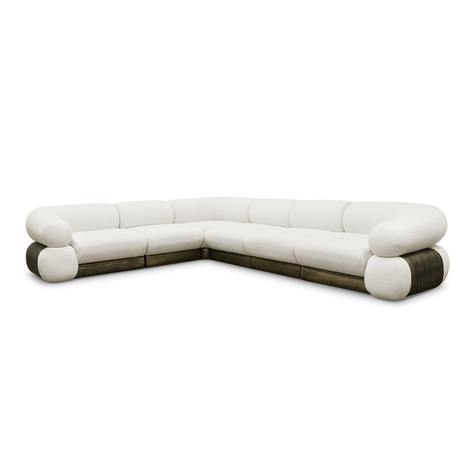 Italian modern minimalist boucle fabric with gold base sectional sofa set living room furniture For home villa