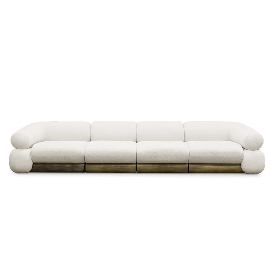 Italian modern minimalist boucle fabric with gold base sectional sofa set living room furniture For home villa
