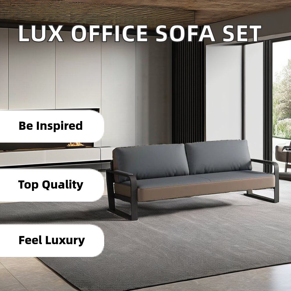 Luxury Contemporary Leather Sectional Office Sofa Set Simple Business Design for Living Room Wholesale Furniture Exquisite
