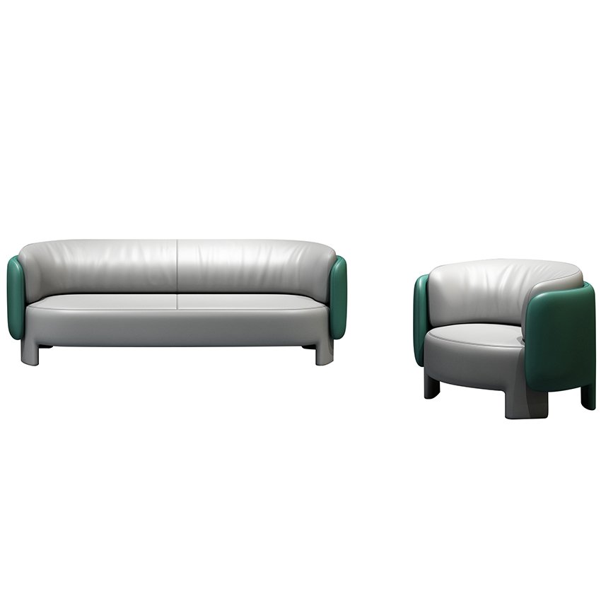Panda image Curved Sofa Home Furniture Living Room Sofas Leather Sofas