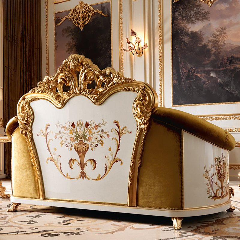 Made in China Classical Design Living Room Furniture European-style luxury solid wood hand-carved sofa