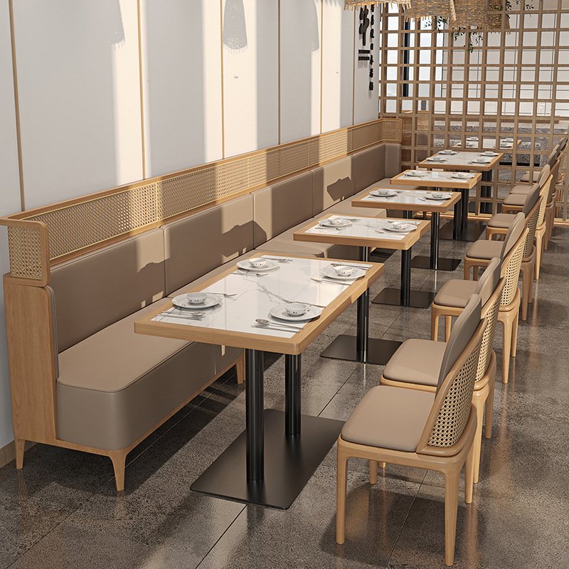 Southeast Asian style restaurant rattan dining table chair Japanese restaurant wall-mounted booth seats sofas tables chairs