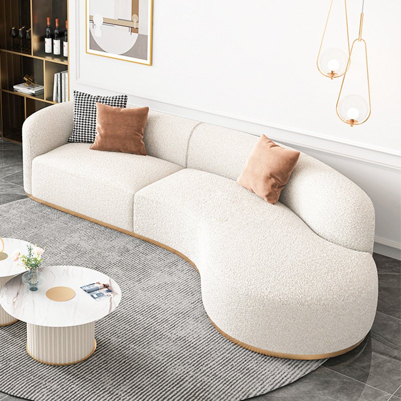 Nordic Creative Sofa Living Room Couch Boucle Sofa Set Curved Moon Sofas Chaise Lounge