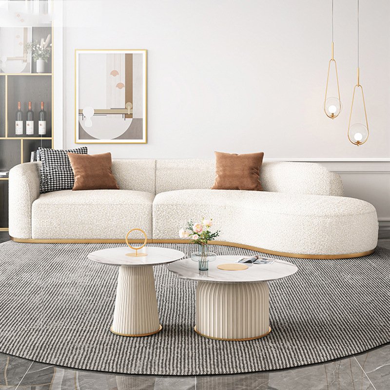 Nordic Creative Sofa Living Room Couch Boucle Sofa Set Curved Moon Sofas Chaise Lounge