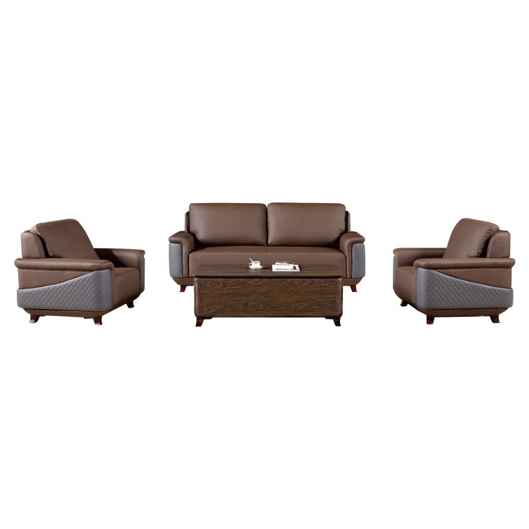 Top Leather High Density Foam Sectional Sofa Office Furniture Commercial Brown Sofa Set Living Room Furniture Modern