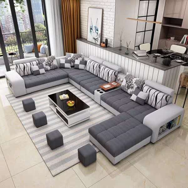 Furniture Factory Directly Living Room Sofas/Fabric Sofa Bed Royal U Style Sofa set for living room