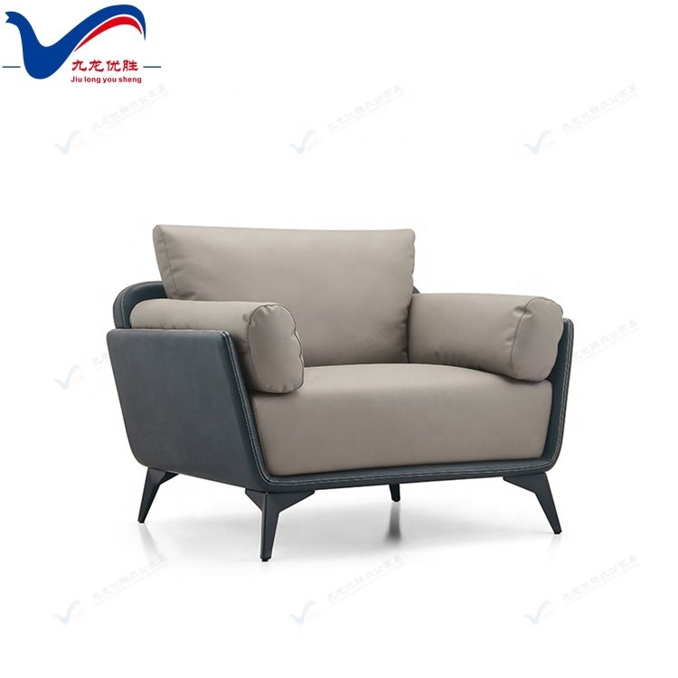 Modern Reception Office Sofa Set Black Coated Steel Base Office Visitors Sofa with Pillows Support Leather Office Sofa