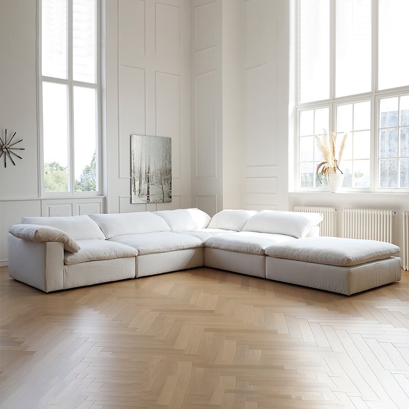 High quality modern luxury white fabric sectional modular corner sofa cloud couch sofa set furniture living room sofas