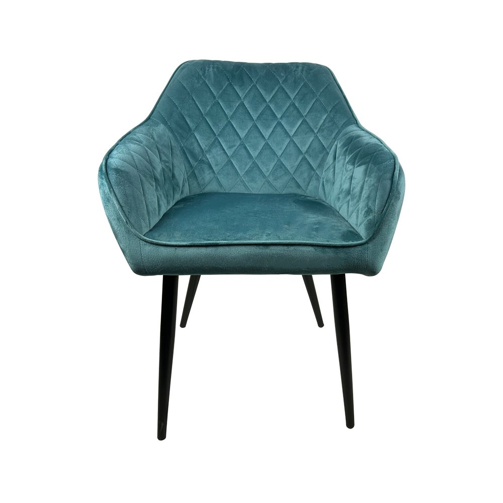 Dining Furniture Living Room Thick Sponge Seat Single Sofa with Armrests Metal Legs Soft Covered Blue Velvet Chair