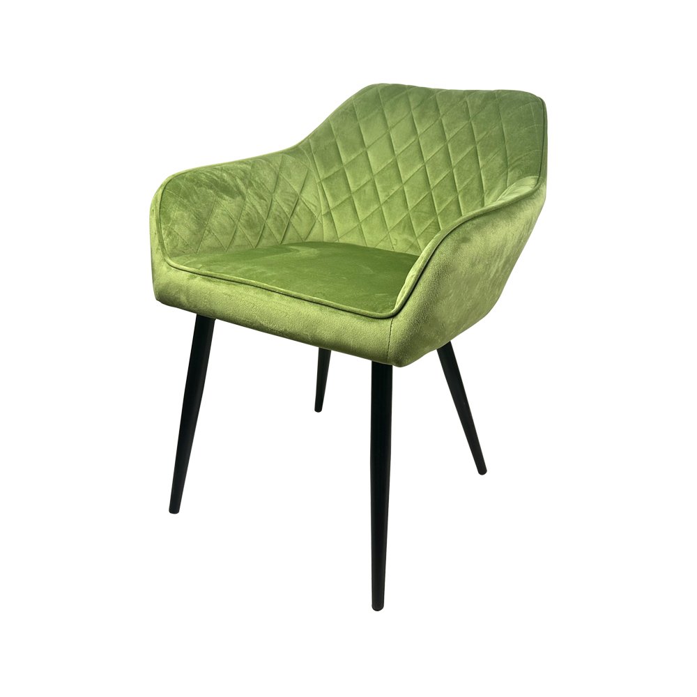 Dining Furniture Living Room Thick Sponge Seat Single Sofa with Armrests Metal Legs Soft Covered Blue Velvet Chair