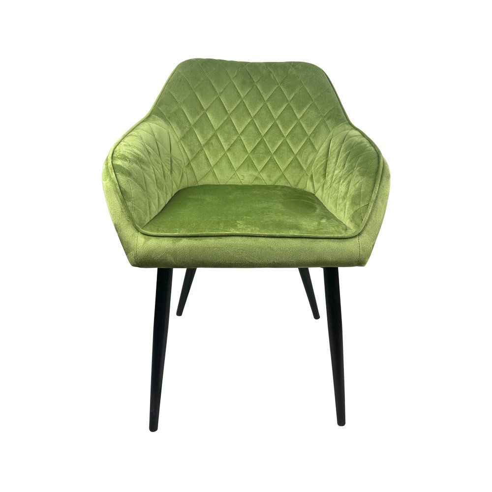 Dining Furniture Living Room Thick Sponge Seat Single Sofa with Armrests Metal Legs Soft Covered Blue Velvet Chair