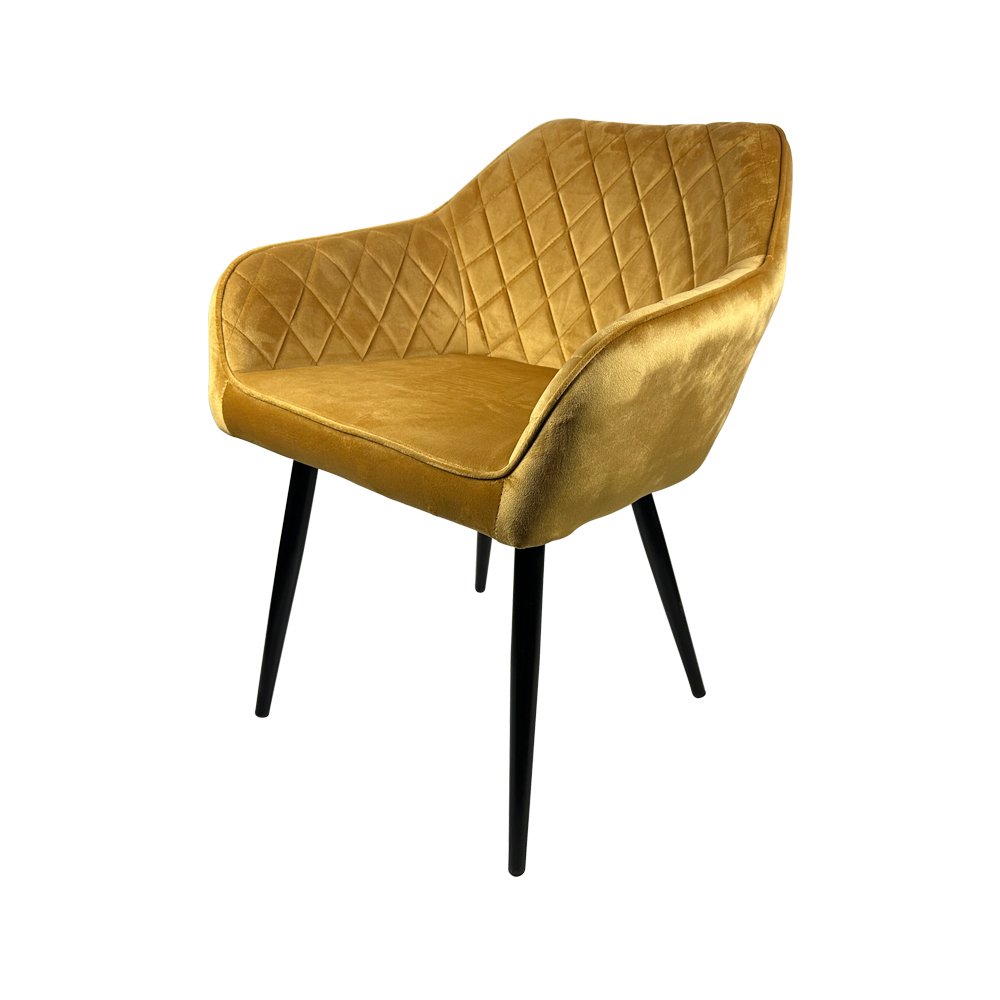 Dining Furniture Living Room Thick Sponge Seat Single Sofa with Armrests Metal Legs Soft Covered Blue Velvet Chair