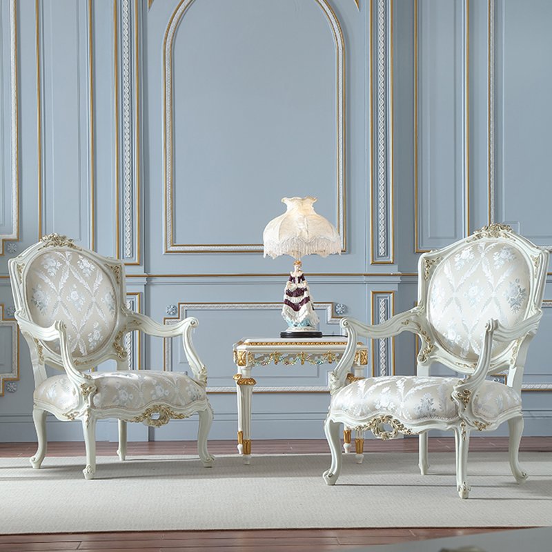 luxury classic furniture sofa and gold leaf carved sofa light blue color fabric living room sofa set