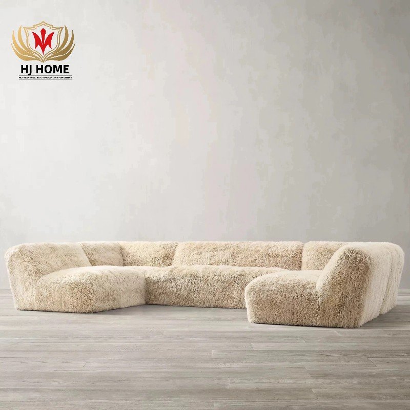 HJ HOME United States Instagram network red plush floor sofa nordic minimalist short fur bedroom light luxury couch