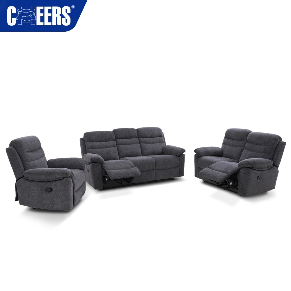 MANWAH CHEERS Comfortable Manual Fabric Recliner Sofa Set Functional Home Furniture 321 Living Room Sectional Sofa