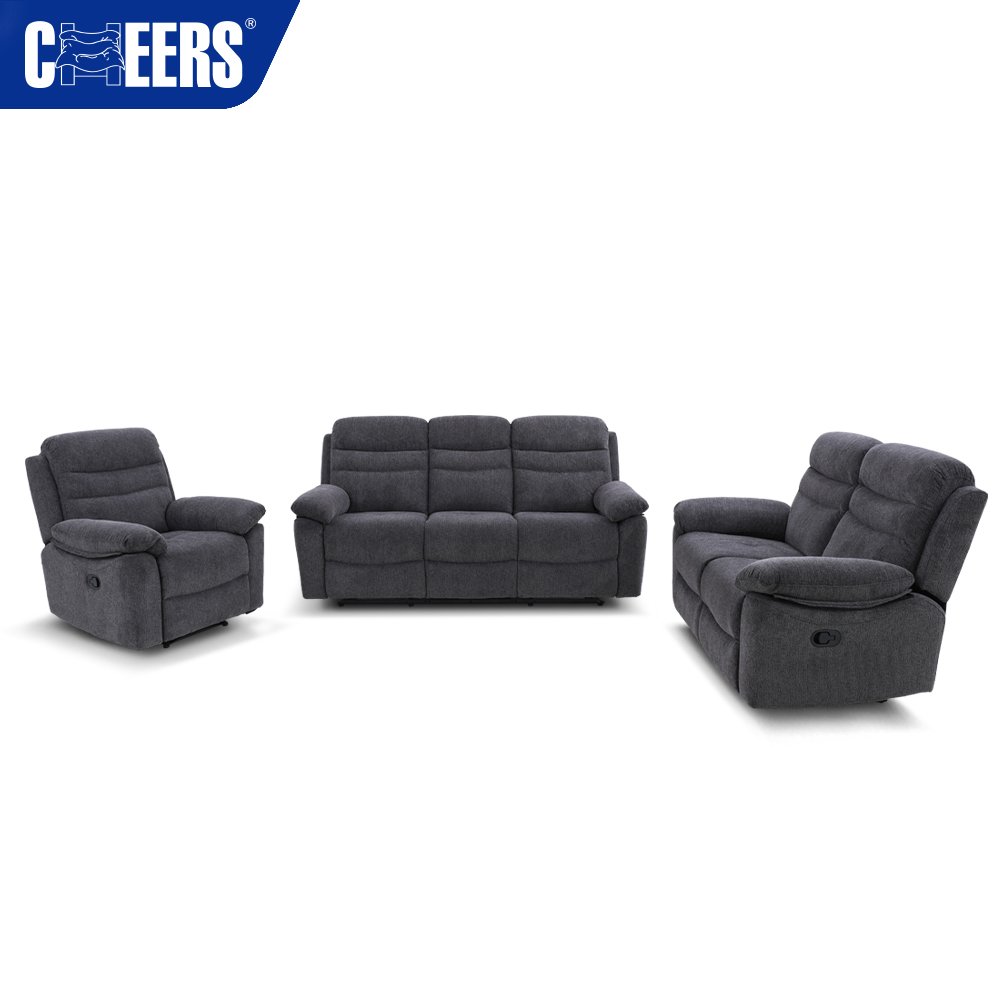 MANWAH CHEERS Comfortable Manual Fabric Recliner Sofa Set Functional Home Furniture 321 Living Room Sectional Sofa