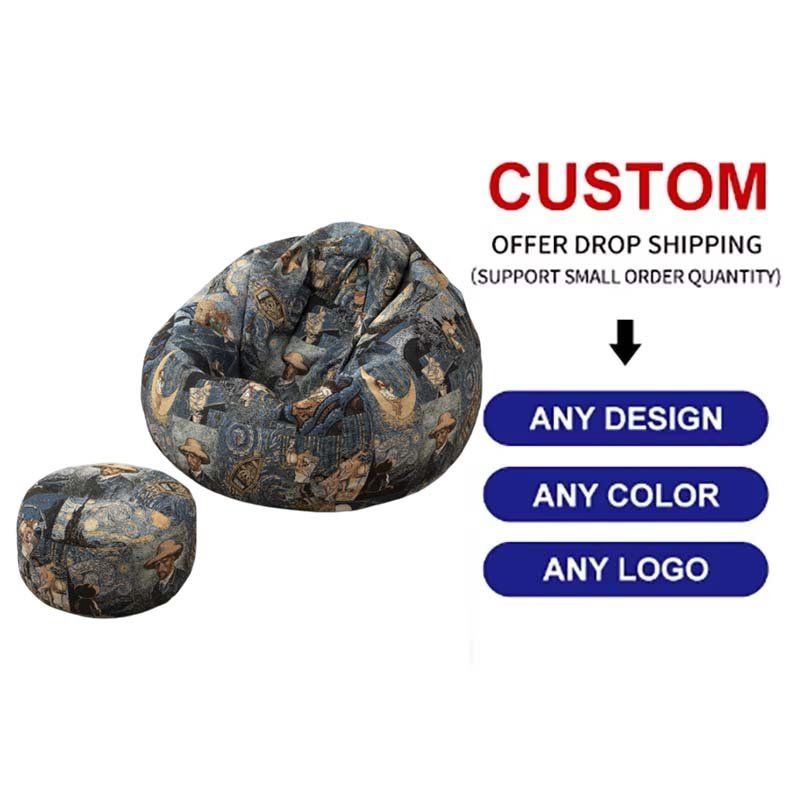 Modern European Design Bean Bag Sofa Set Lazy Tapestry Fabric Upholstery with Sponge Beads Foldable for Home or Office Use
