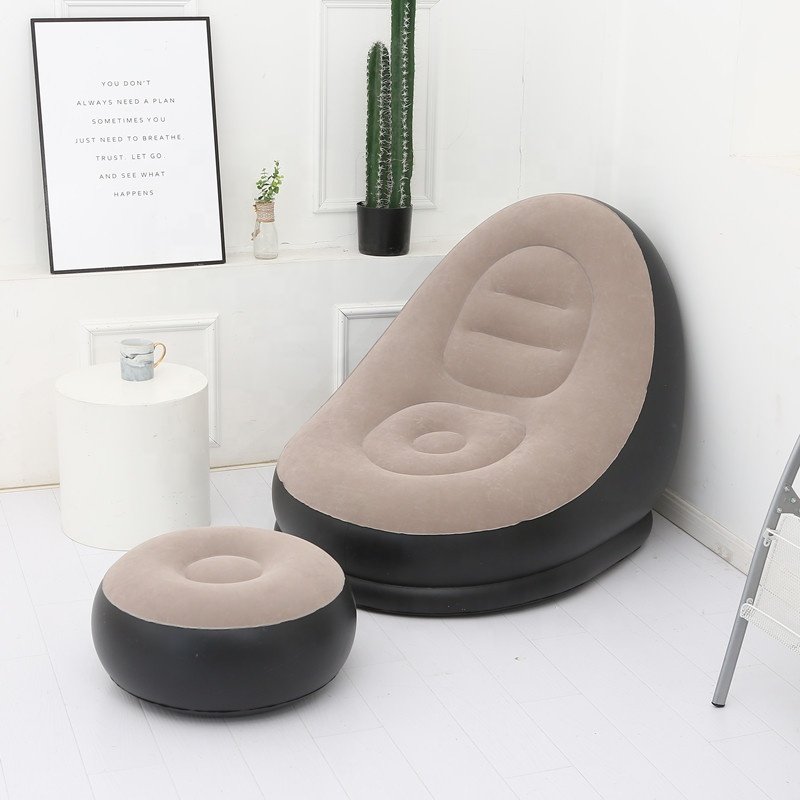 Comfortable Inflatable Lazy Sofa With Footstool For Living Room Bedroom Office Inflatable Air Sofa