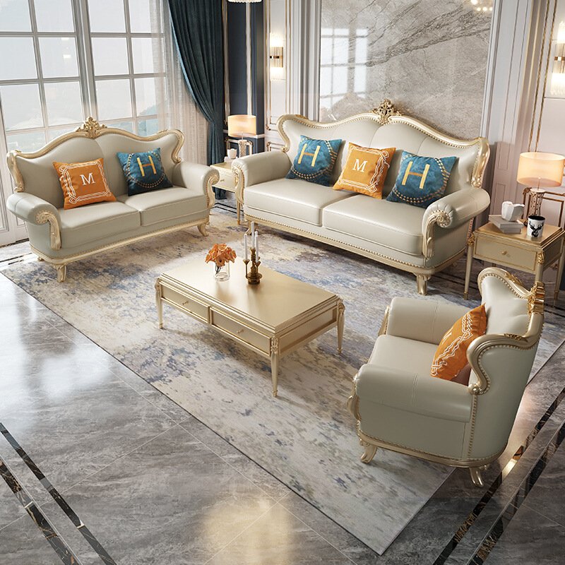 High Quality Living Room Furniture Modern Comfortable Sectional Sofa European Style High End Leather Cover Recliner Couch