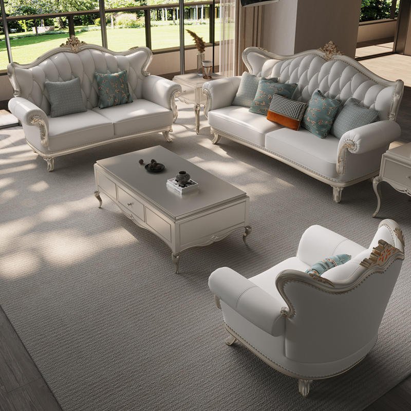 High Quality Living Room Furniture Modern Comfortable Sectional Sofa European Style High End Leather Cover Recliner Couch