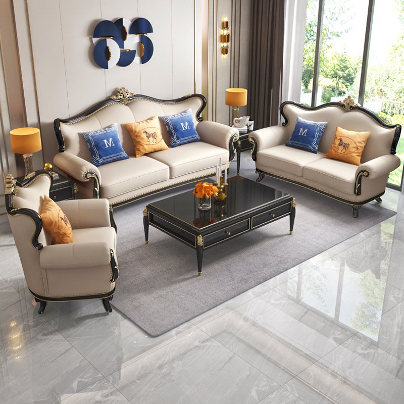 High Quality Living Room Furniture Modern Comfortable Sectional Sofa European Style High End Leather Cover Recliner Couch