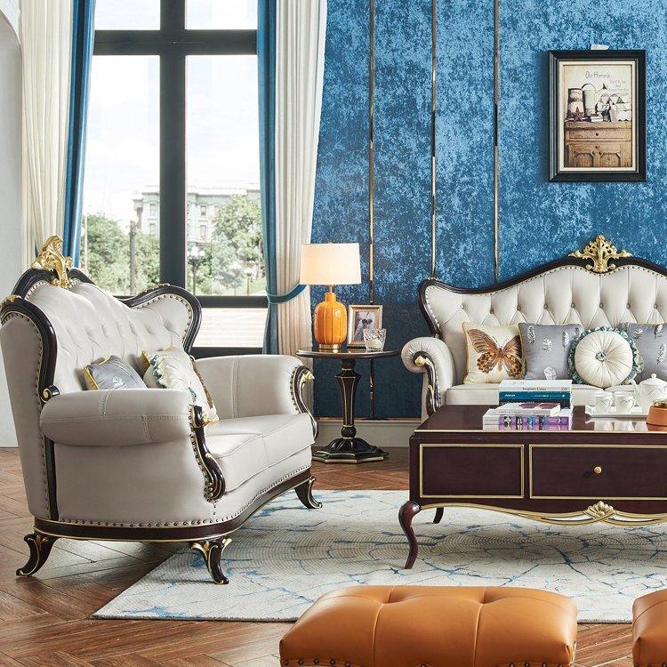 High Quality Living Room Furniture Modern Comfortable Sectional Sofa European Style High End Leather Cover Recliner Couch
