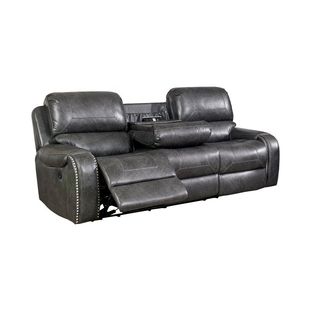 American style Top grain leather home theater classic recliner sofa set with Drop down Table by USB Charge Port