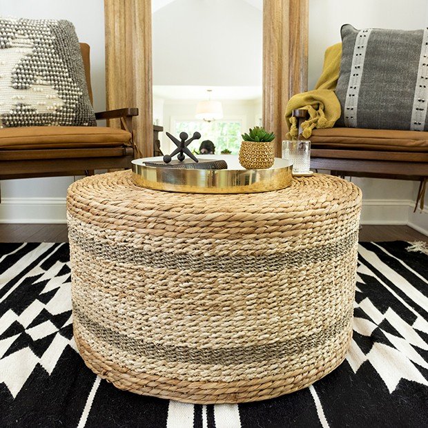 HandWoven Wholesale Braided Straw Vietnam Natural water hyacinth Seat Cushion Ottoman