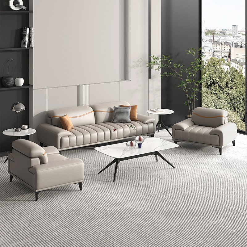 Comfortable Office Chesterfield Sofa Leather Modern Simple Office Sofa Coffee Table Set of Sofas for Sale