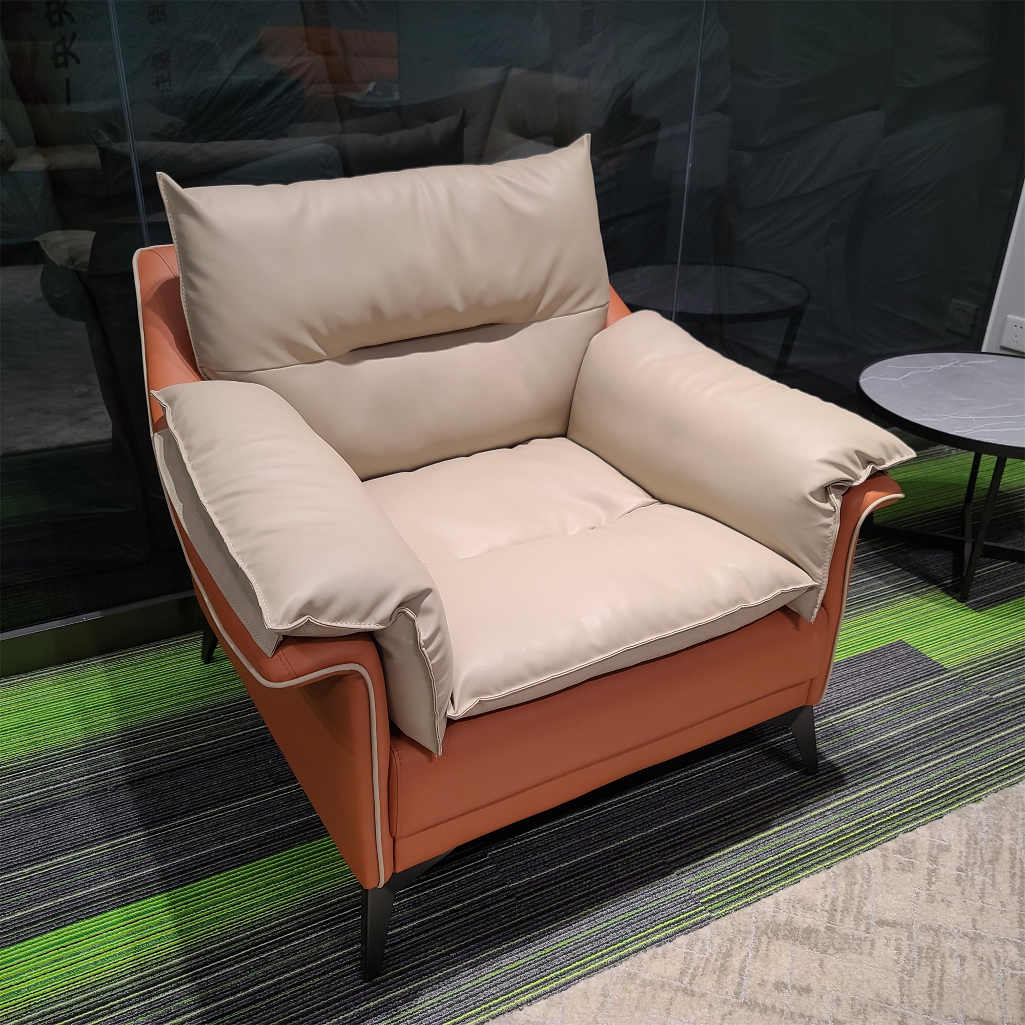 Luo Sheng Modern Three-Person Leather Office Sofa Set Business Reception Leisure Negotiation Coffee Table Guests Modular