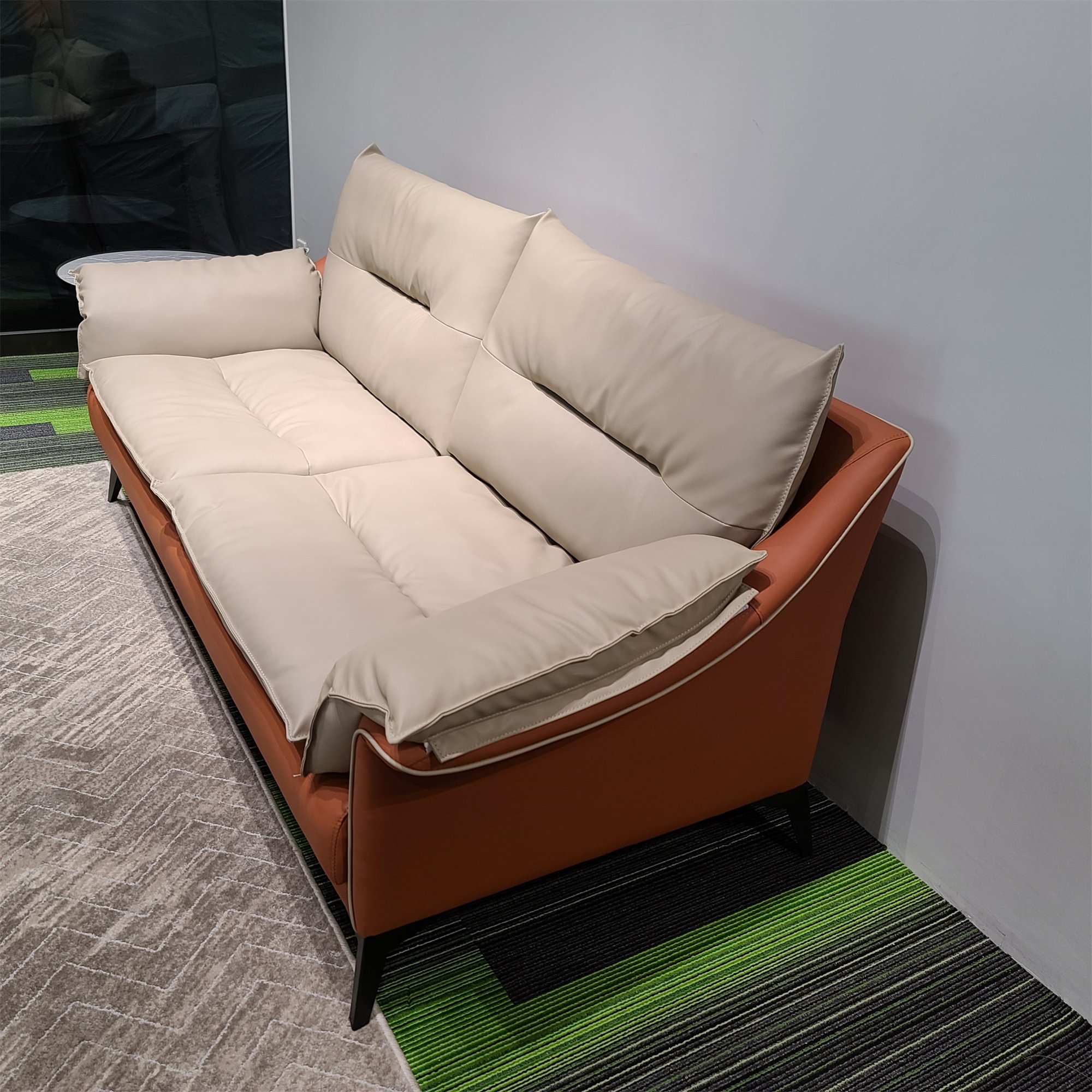 Luo Sheng Modern Three-Person Leather Office Sofa Set Business Reception Leisure Negotiation Coffee Table Guests Modular