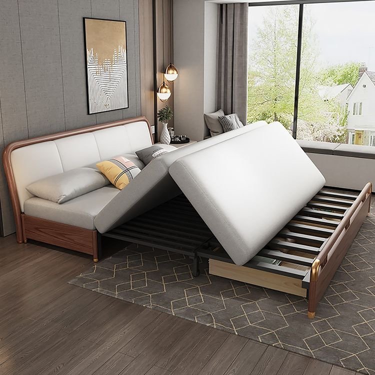 Comfortable Home Furniture Hotel 3 seat Wood Frames Fabric Leather Living Room Folding Sofa Bed with Storage