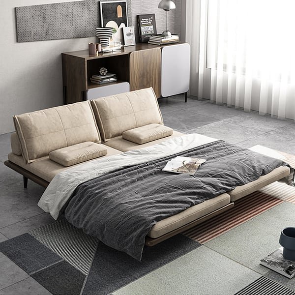 Comfortable Home Furniture Hotel 3 seat Wood Frames Fabric Leather Living Room Folding Sofa Bed with Storage