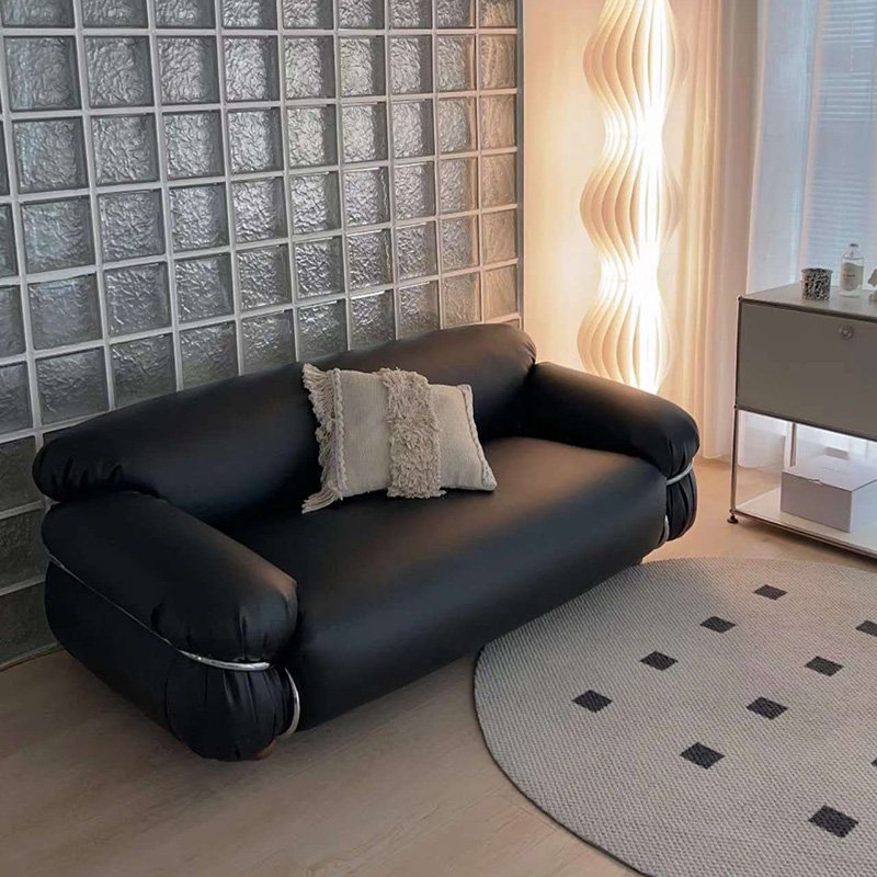 Luxury italian genuine leather 3 piece couch sets furniture for living room Sesanne sofas with stainless steel 7 seater sofa set