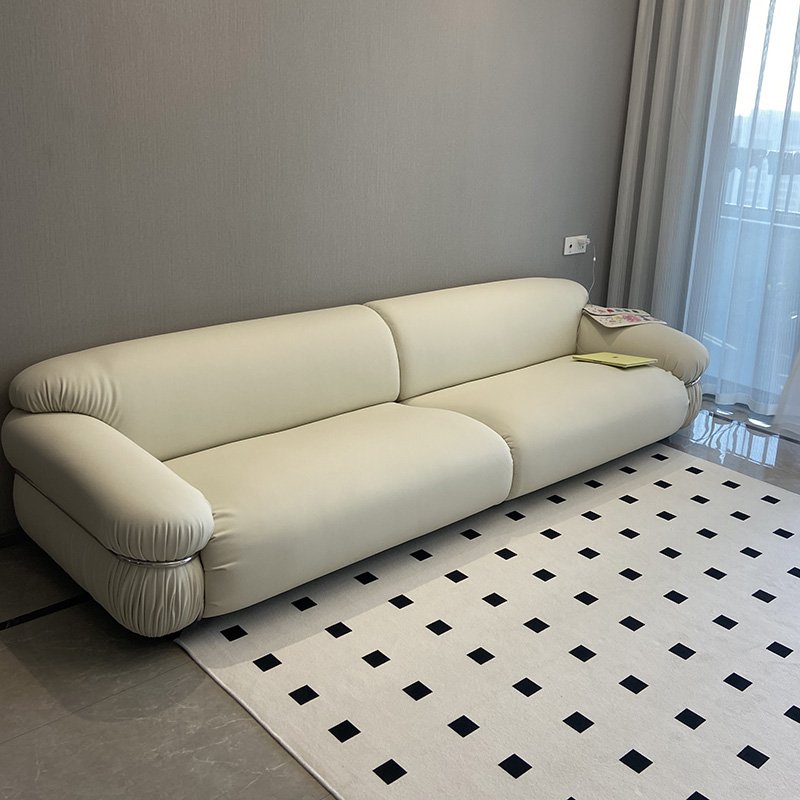 Luxury italian genuine leather 3 piece couch sets furniture for living room Sesanne sofas with stainless steel 7 seater sofa set