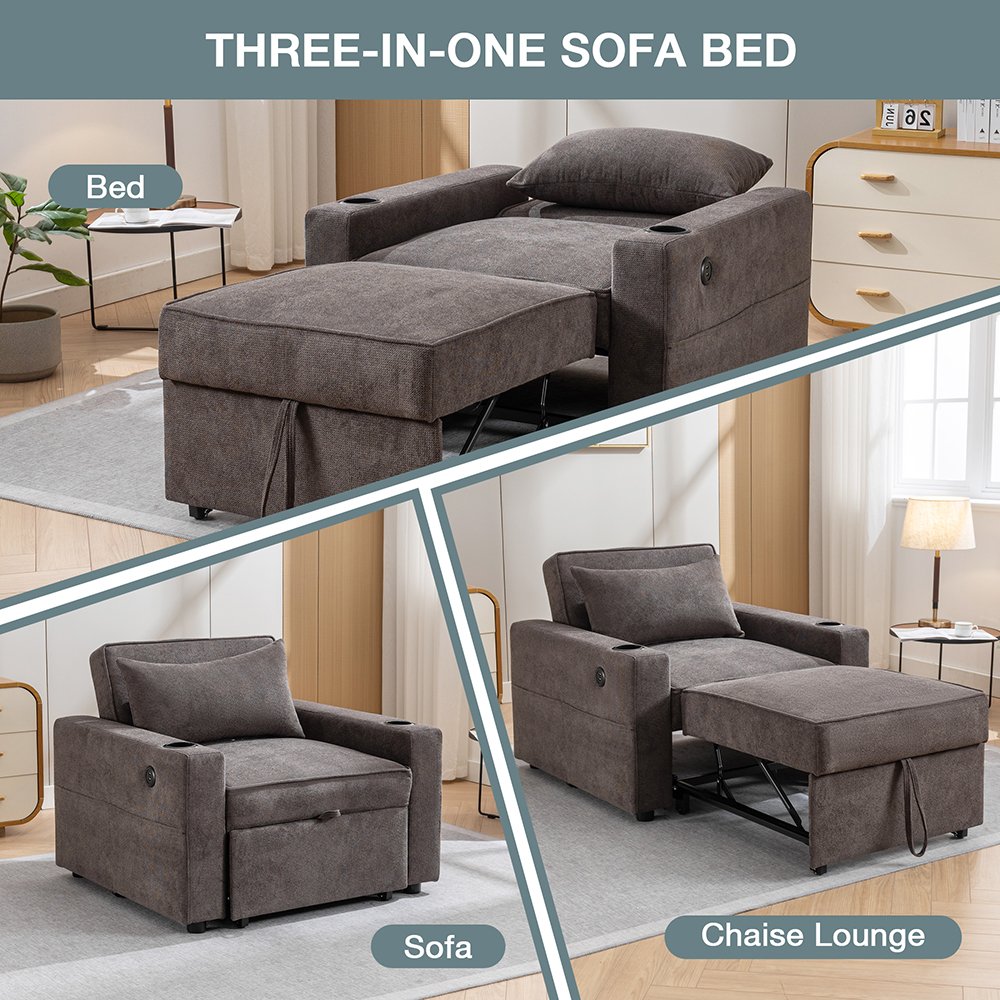 VANBOW high quality fabric sleeper couch folding sleeping sofa bed with 2 storage pockets