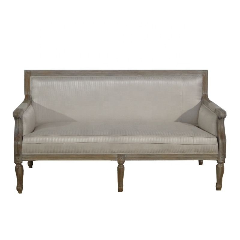 Louis Philippe Armchair Teak Wood Living Room Furniture French Style Sofa Set with Wooden Coffee Table Designed for Classic Home