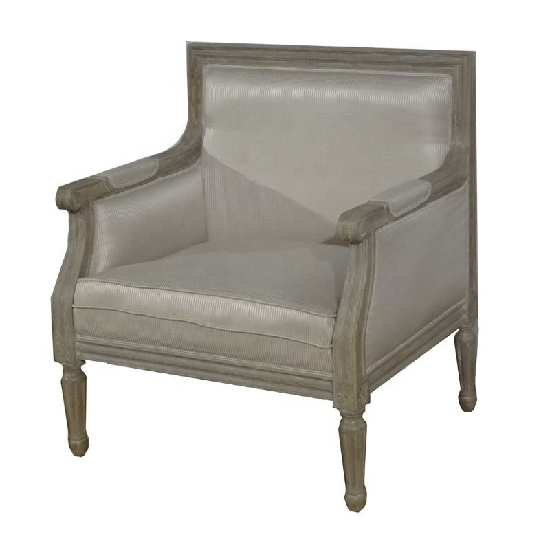 Louis Philippe Armchair Teak Wood Living Room Furniture French Style Sofa Set with Wooden Coffee Table Designed for Classic Home
